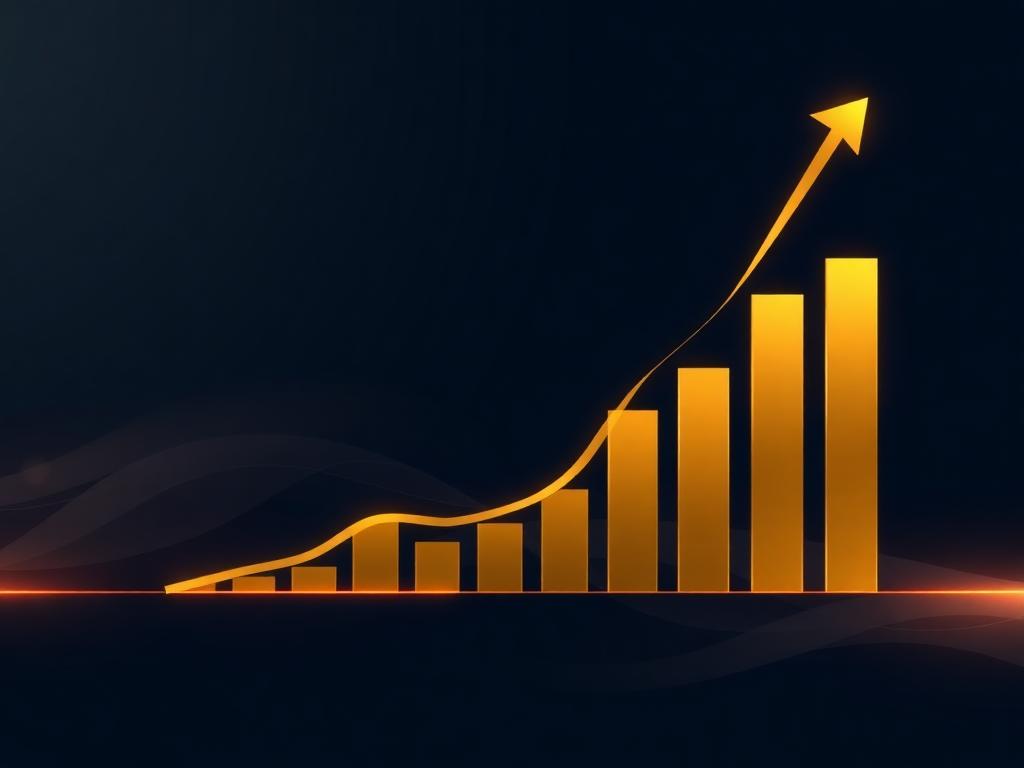 Gráfico de crescimento patrimonial em dourado